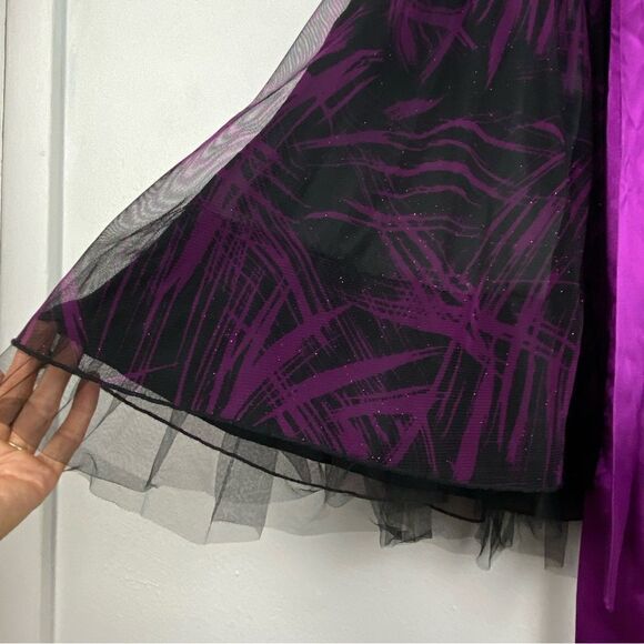 NWT Purple Black Mesh Babydoll Dress Whimsigoth Y2K Tie Waist Vamp Fairy Grunge - Picture 12 of 14